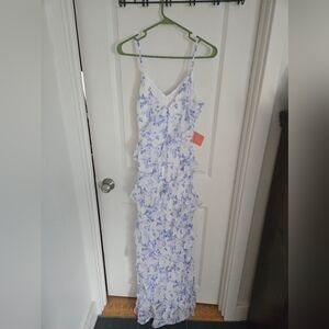 Floral Blue and White Women's Dress Size Large